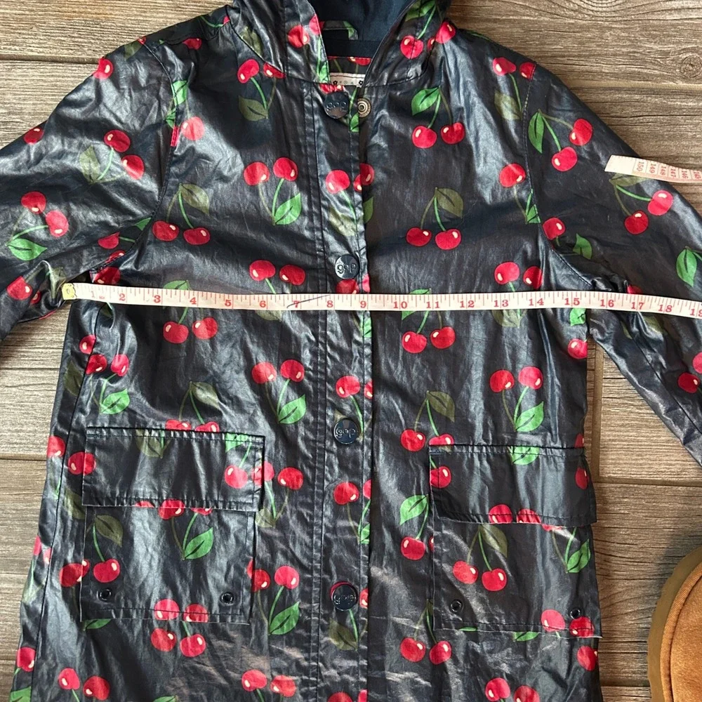 Gap‎ Kids Cherry Print Hooded Raincoat Jacket Blue Red Size S 6-7